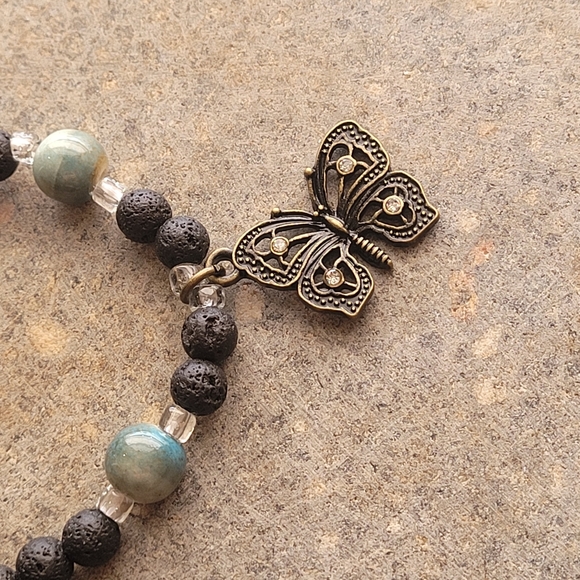 Butterfly Lava Bead Handmade Bracelet - Picture 4 of 4